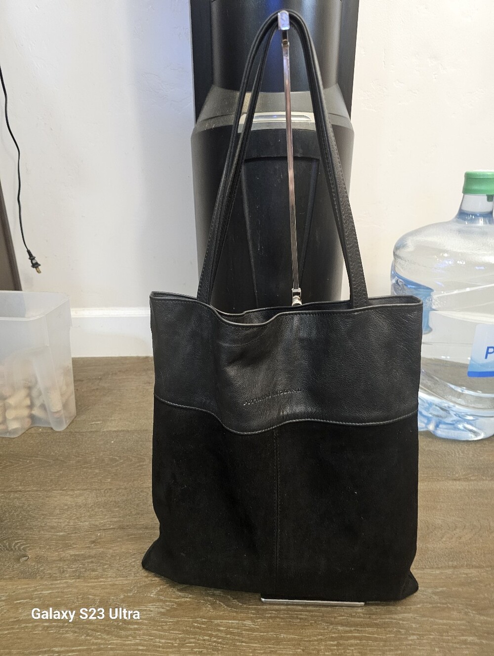 Pittards Paris Black Leather And Suede Tote